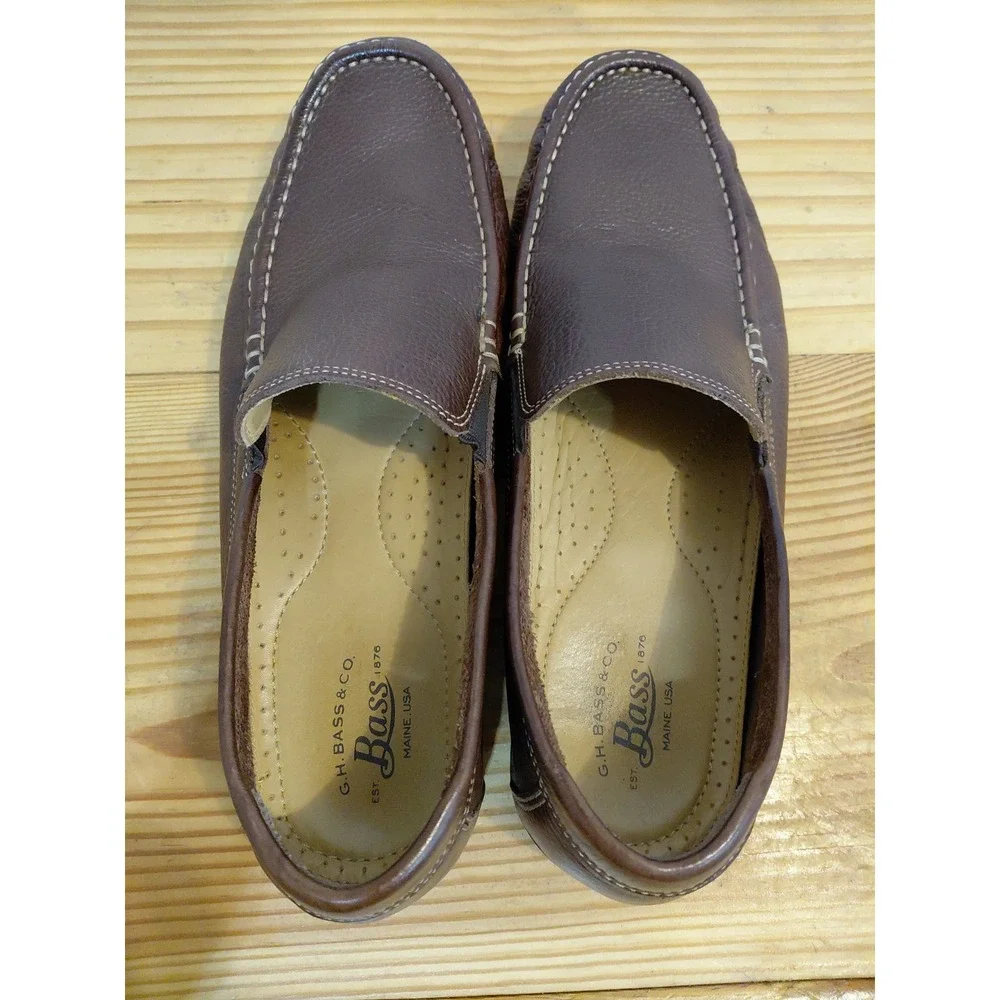 Mens Brown Pebble Leather Conner Loafers By G. H. BASS. Sz 11-M.